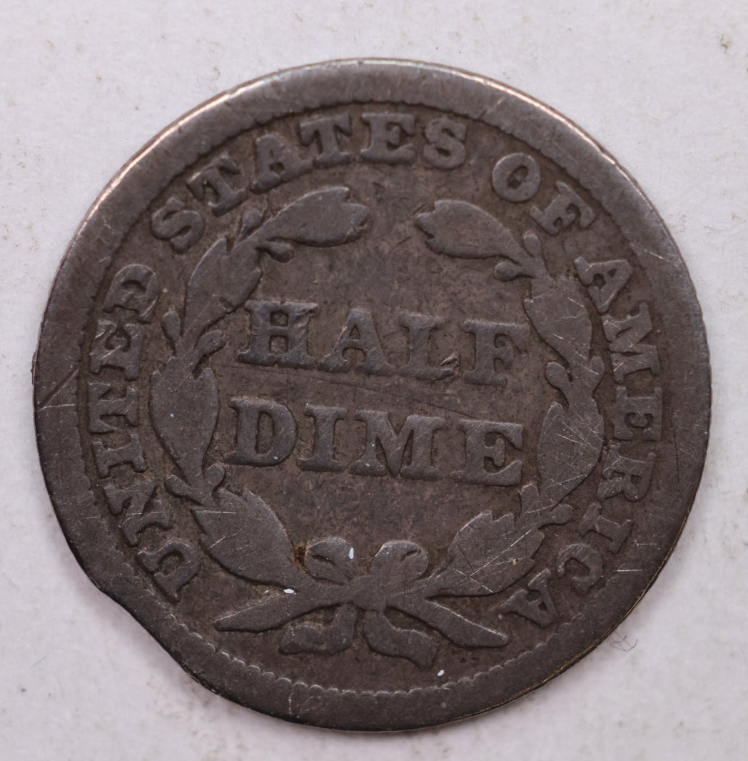 1847 Seated Liberty Half Dime, Clipped Planchet, Fine Circulated Coin, Store HDE0018