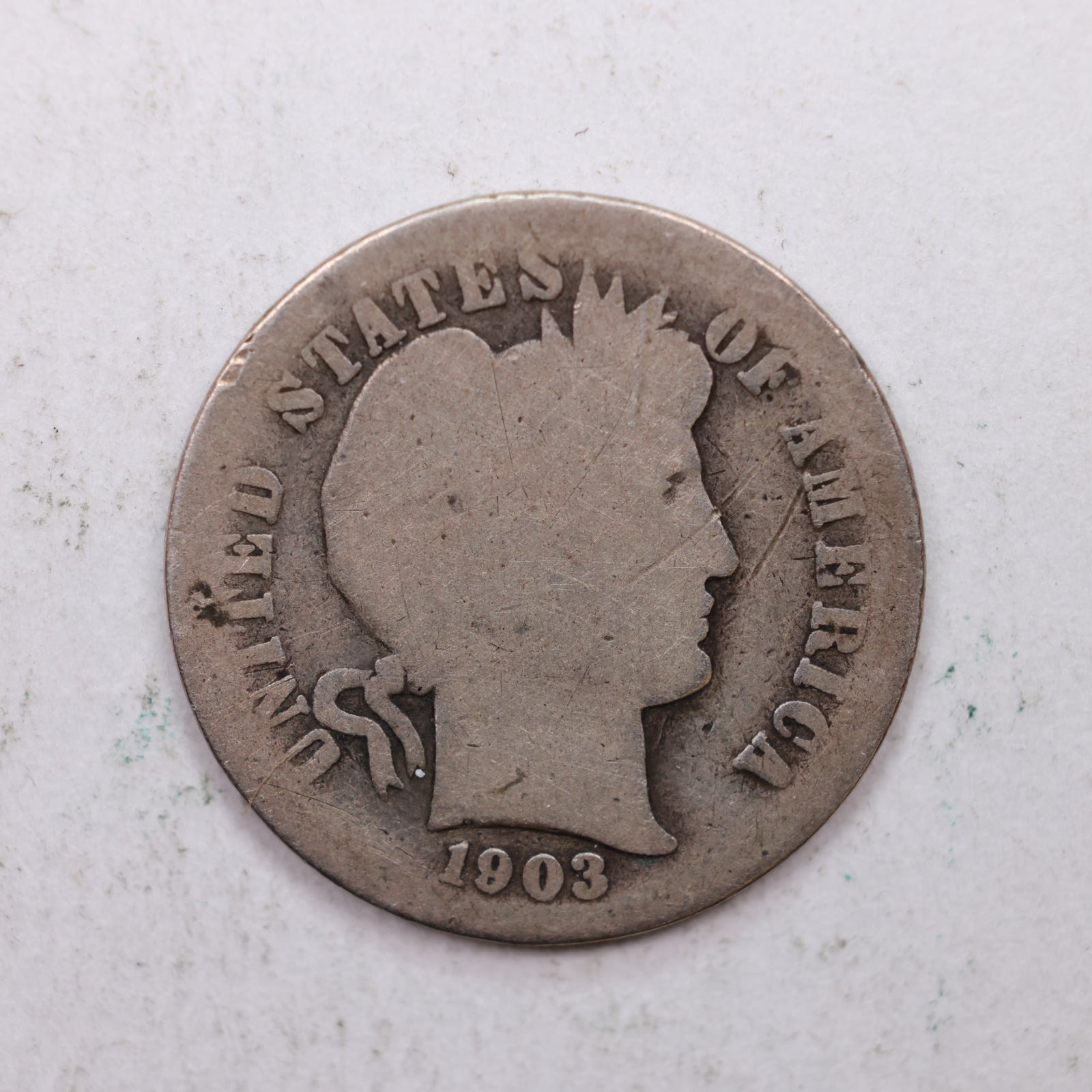 1903-S Barber Silver Dime., About Good Circulated Coin, Store Sale #DE0848.