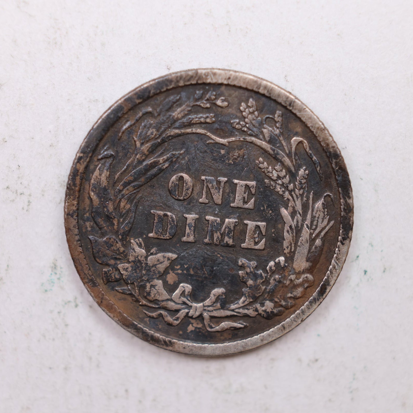 1907 Barber Silver Dime., Fine Plus Circulated Coin, Store Sale #DE0850.