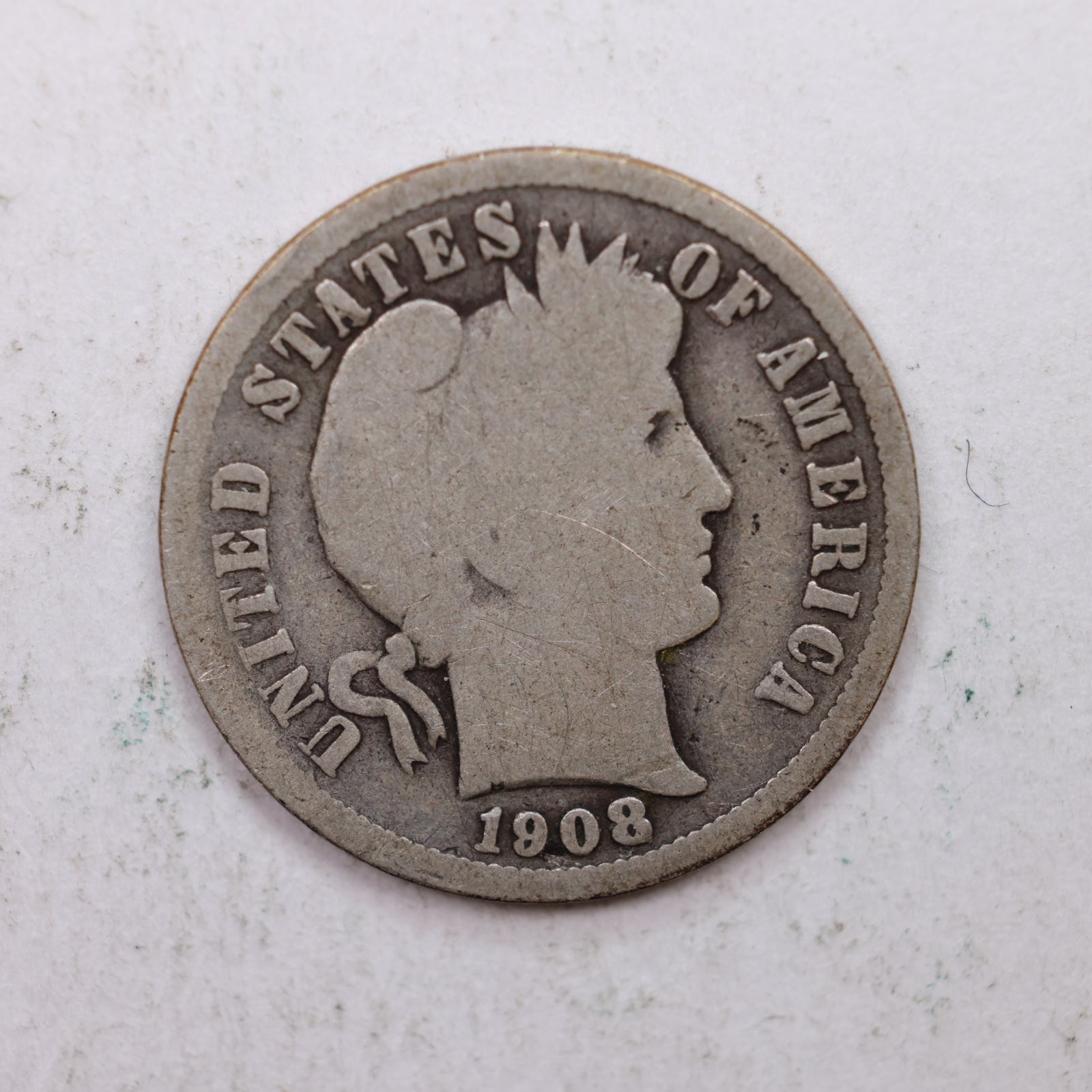 1908-O Barber Silver Dime., Good Circulated Coin, Store Sale #DE0853.