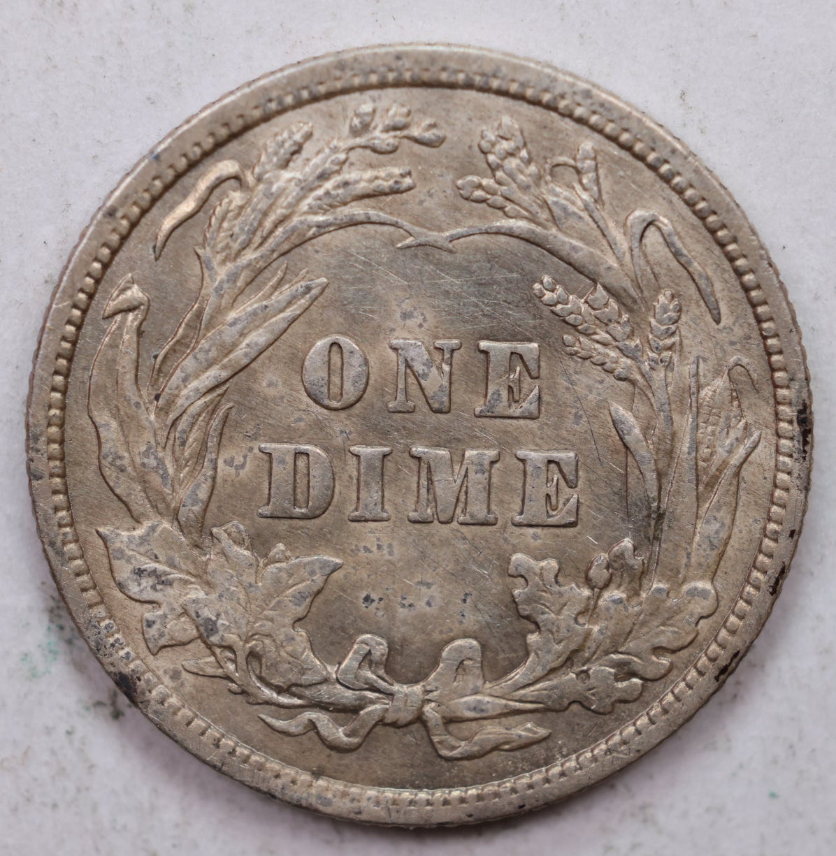 1909 Barber Silver Dime., About Uncirculated Coin, Store Sale #DE0856.