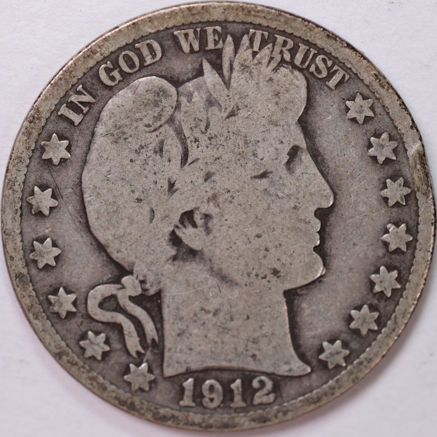 1912 Barber Half Dollar, Very Good Circulated Coin, Store #HR0986
