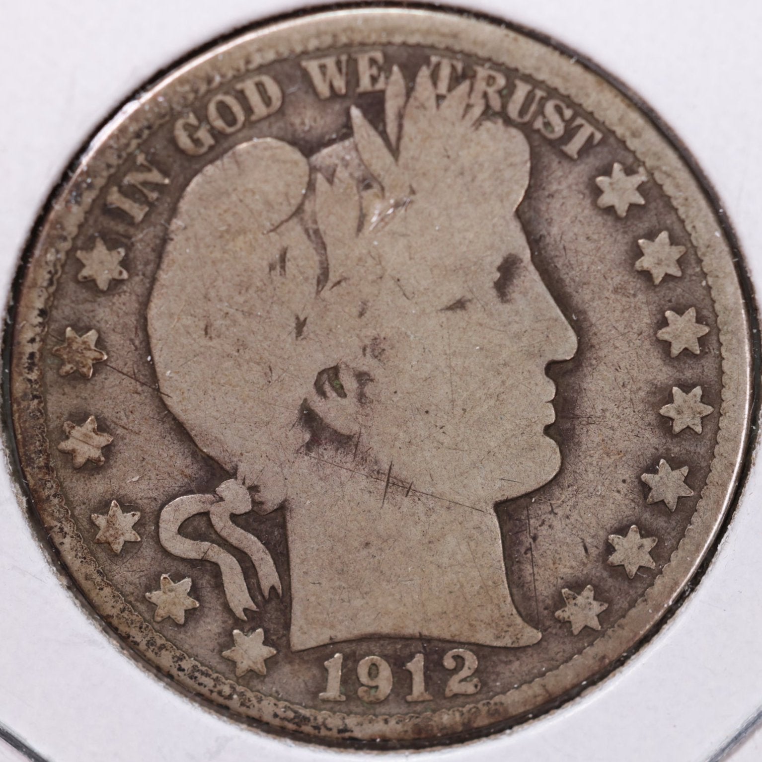 1912-S Barber Half Dollar, Good Circulated Coin, Store #HR1001