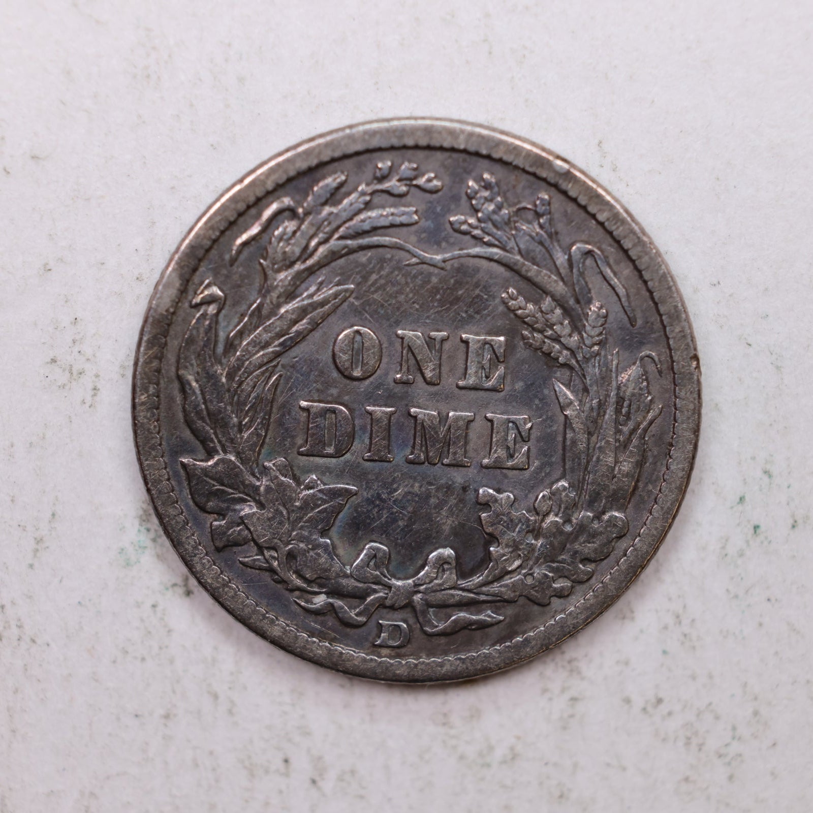 1914-D Barber Silver Dime., Very Fine Plus Circulated Coin, Store Sale #DE0879.