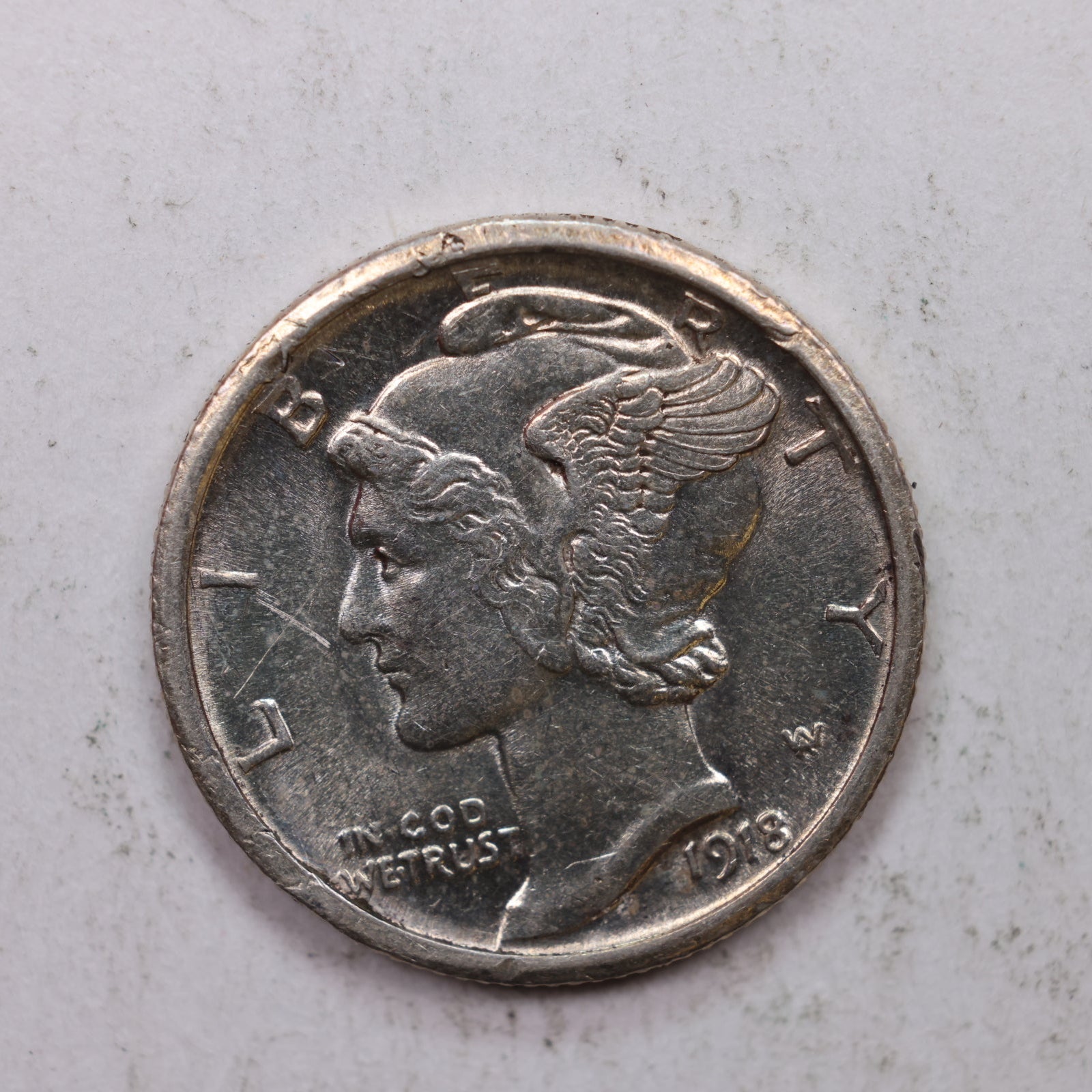 1918-S Mercury Silver Dime, Mint State Uncirculated Coin. Store Sale #DE0887.