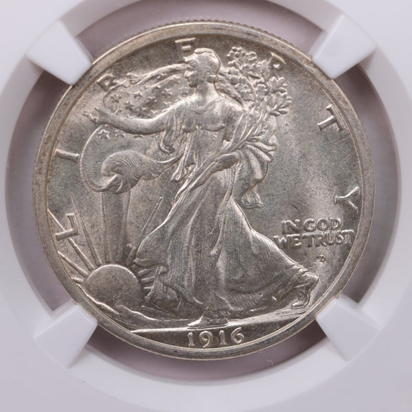 1916-D Walking Liberty Silver Half Dollar., NGC MS-61.,  Affordable Collectible Coin Sale #18206