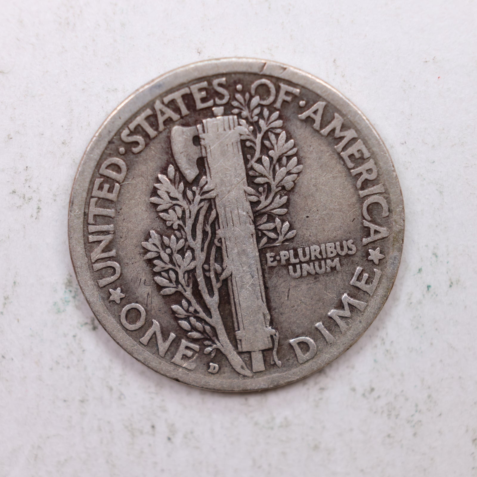 1919-D Mercury Silver Dime, Fine Circulated Coin. Store Sale #DE0901