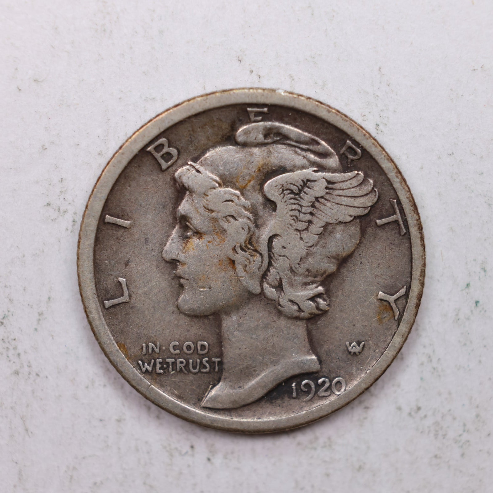 1920-D Mercury Silver Dime, Very Fine Circulated Coin. Store Sale #DE0904.