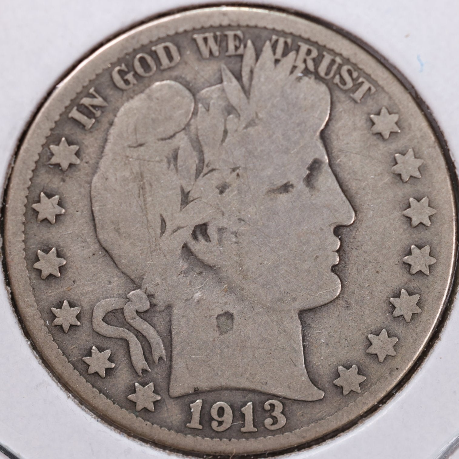 1913-S Barber Half Dollar, Good+ Circulated Coin, Store #HR1012