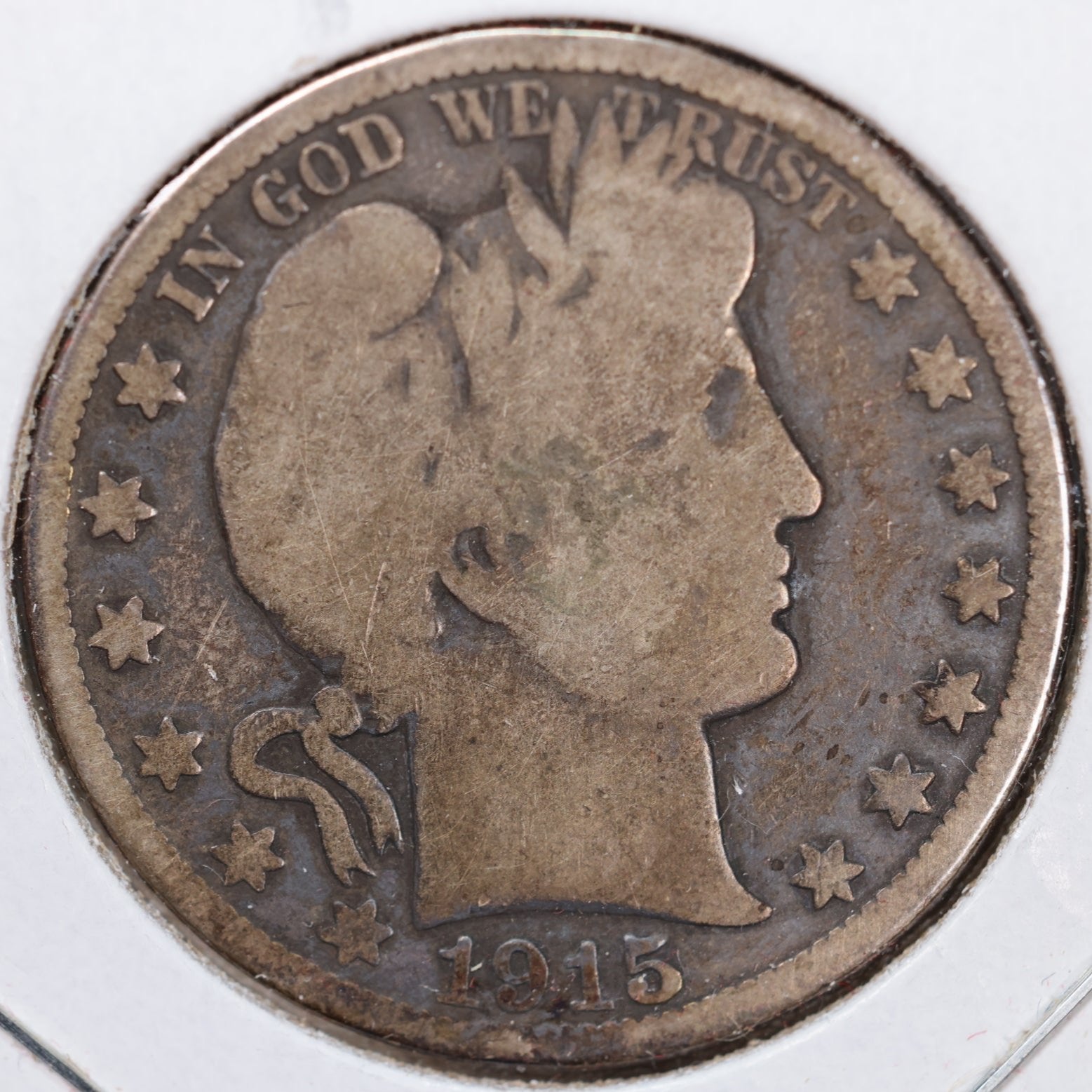1915 Barber Half Dollar, Very Good Circulated Coin, Store #HR1021