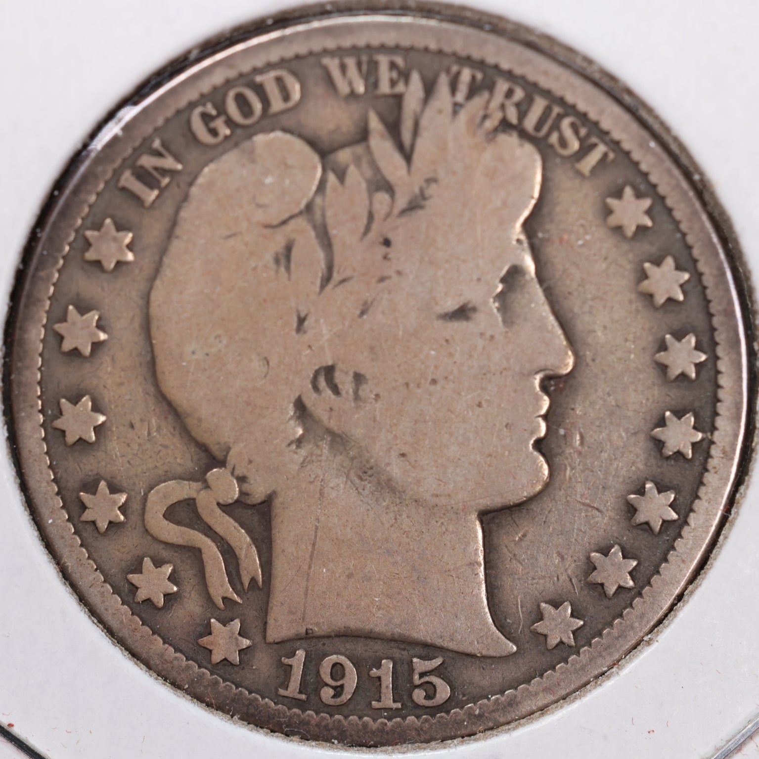 1915 Barber Half Dollar, Very Good Circulated Coin, Store #HR1026