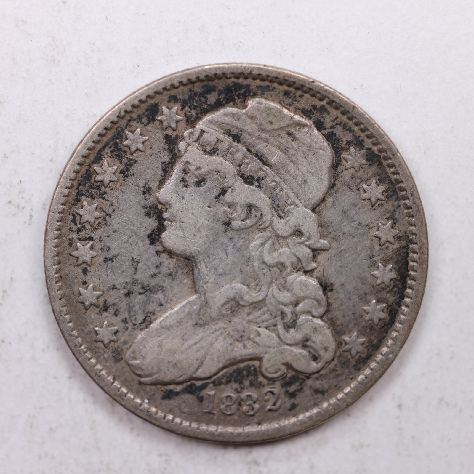 1832 Cap Bust Silver Quarter., Very Fine Circulated Collectible Coin., Store#QR1251.