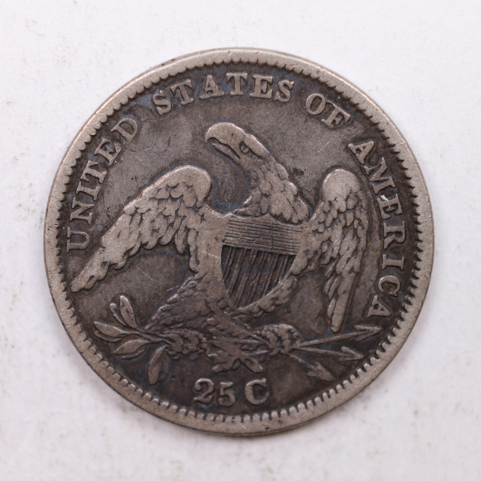 1833 Cap Bust Silver Quarter., Fine Plus Circulated Collectible Coin., Store#QR1252.
