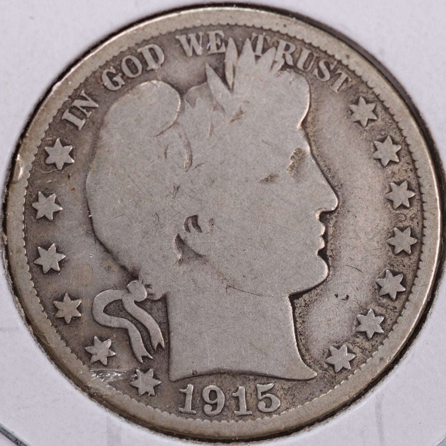 1915-D Barber Half Dollar, Very Good Circulated Coin, Store #HR1034