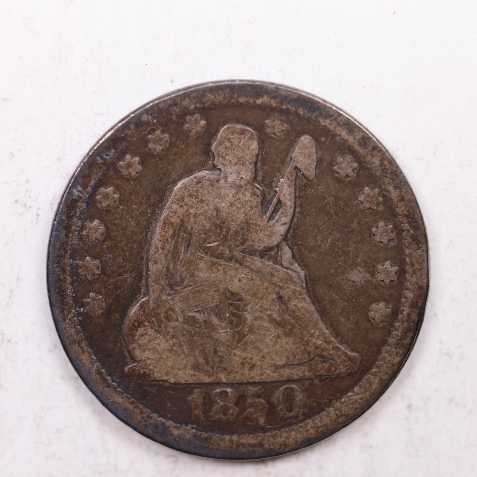 1850 Seated Liberty Quarter, Very Fine Circulated Collectible Coin, Store #QR1258.