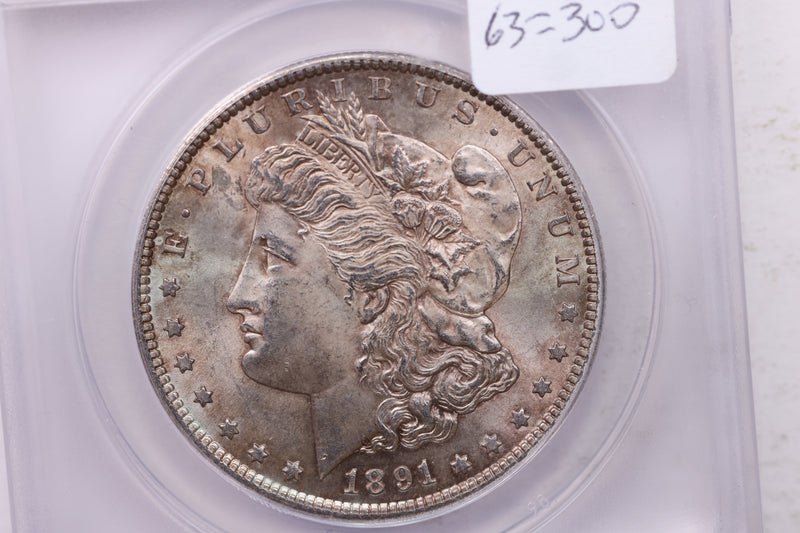 1891-S Morgan Silver Dollar., ANACS MS63., Affordable Collectible Coin Store Sale