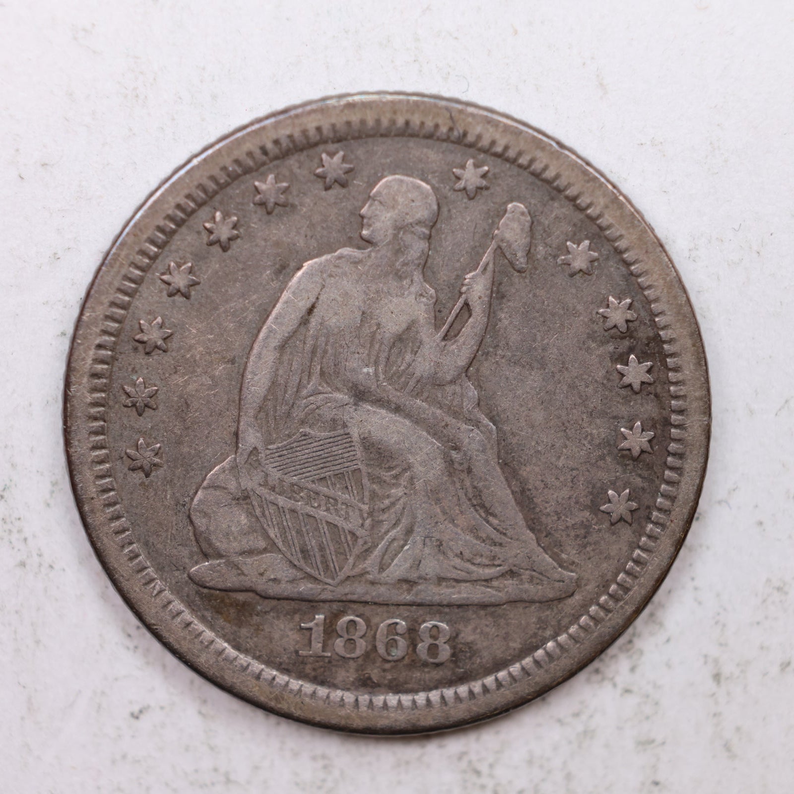 1868-S Seated Liberty Quarter, Extra Fine Circulated Collectible Coin, Store #QR1275.