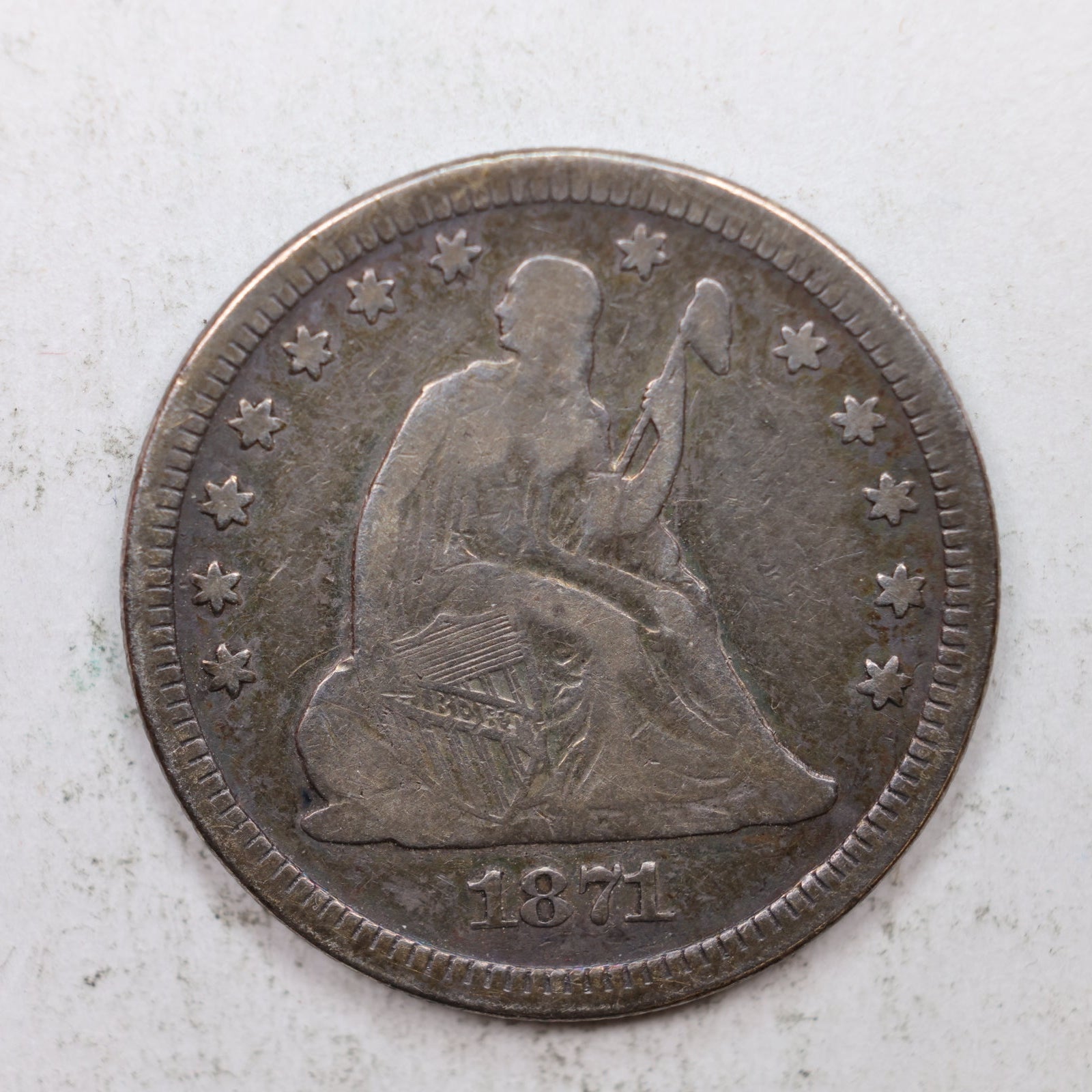 1871 Seated Liberty Quarter, Nice Uncirculated Collectible Coin, Store #QR1278.