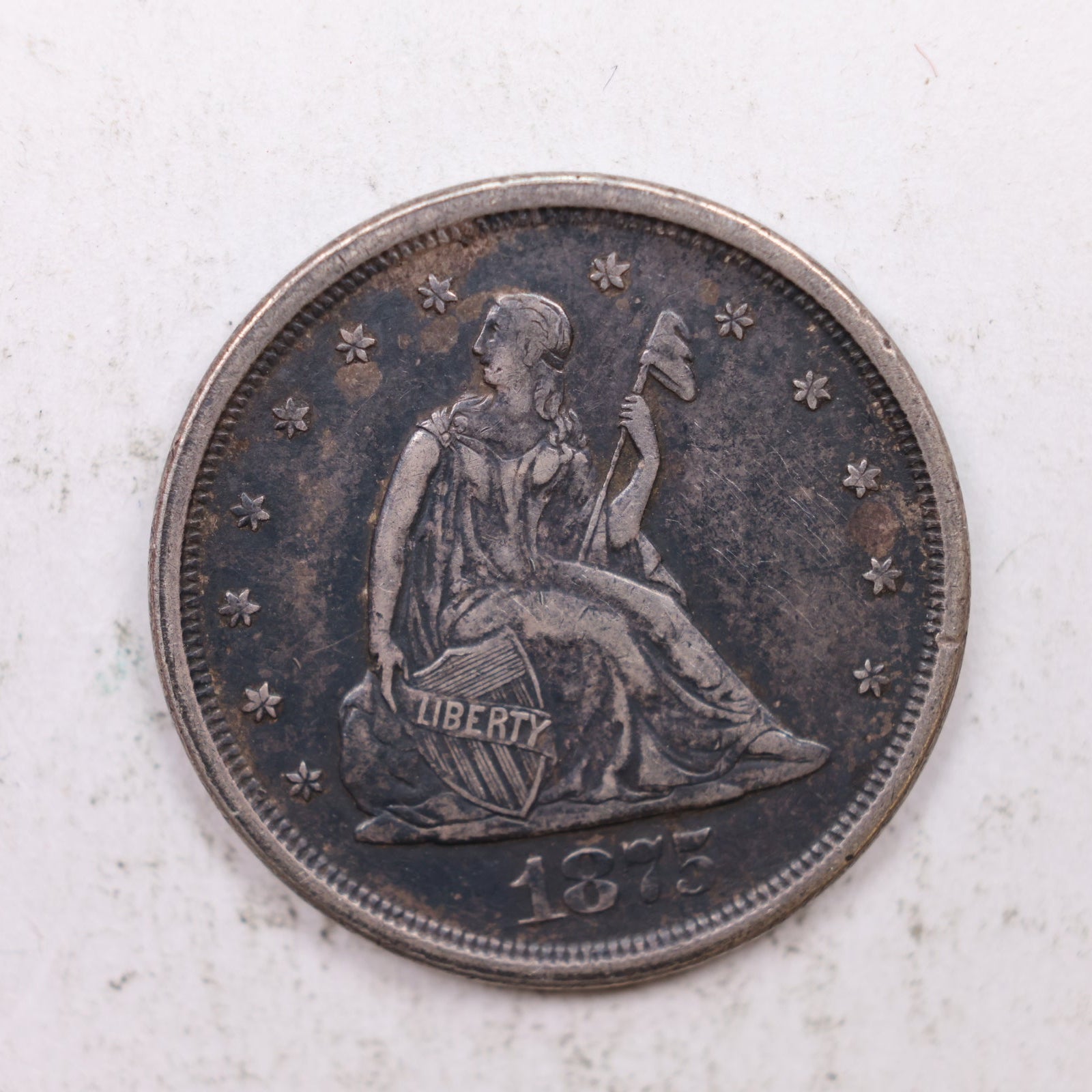 1875-S Seated Liberty Twenty Cent Piece, Extra Fine Plus Coin, Store #20C02.