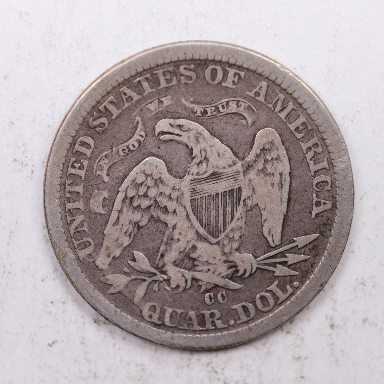 1876-CC Seated Liberty Quarter, Fine Circulated Collectible Coin, Store #QR1285.