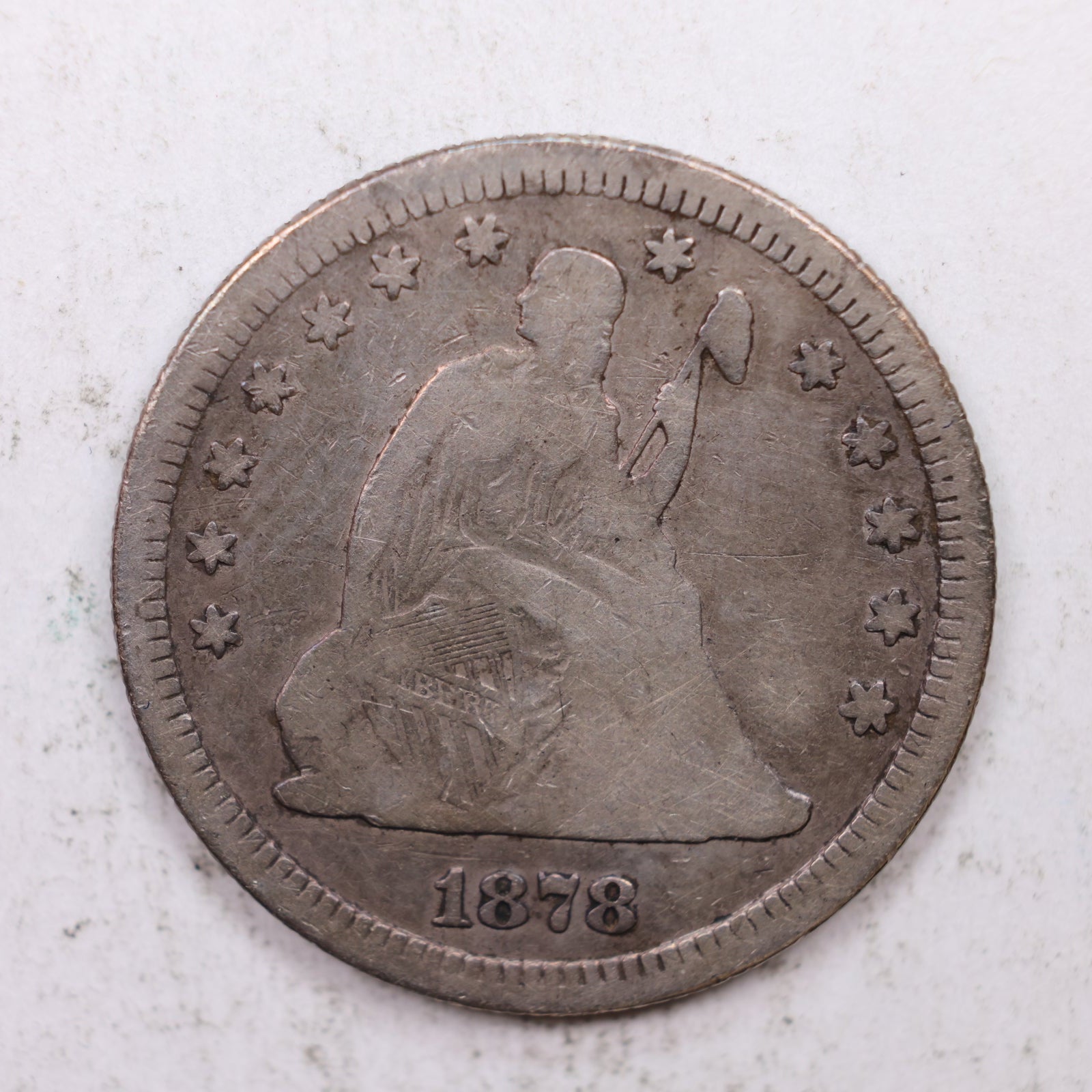1878-S Seated Liberty Quarter, Fine Circulated Collectible Coin, Store #QR1287.