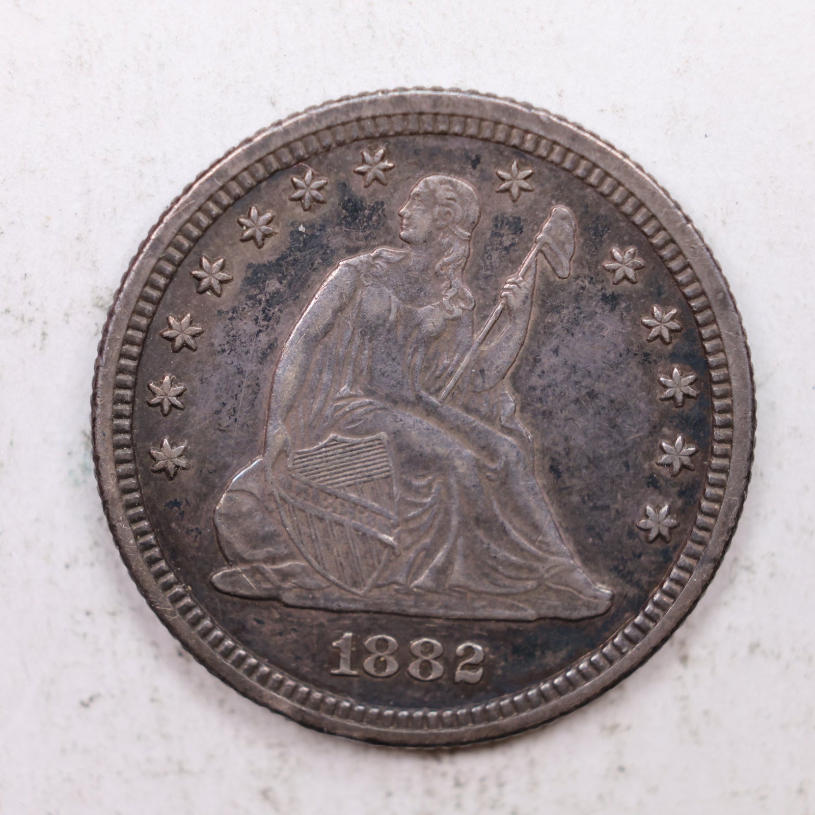 1882 Seated Liberty Quarter, About Uncirculated Collectible Coin, Store #QR1290.