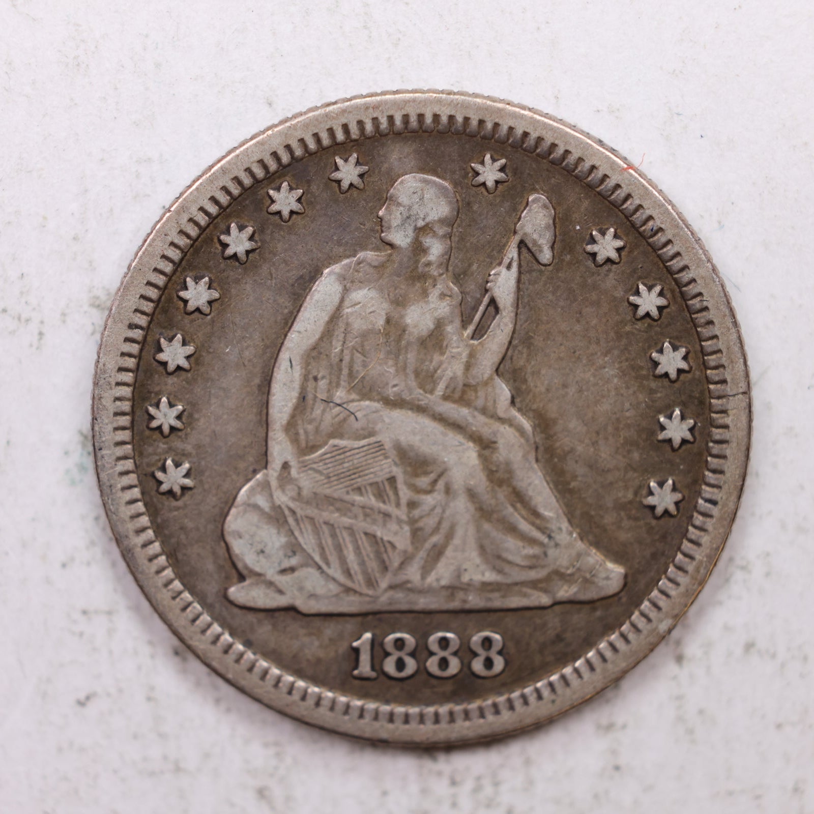 1888-S Seated Liberty Quarter, Very Fine Plus Collectible Coin, Store #QR1294.