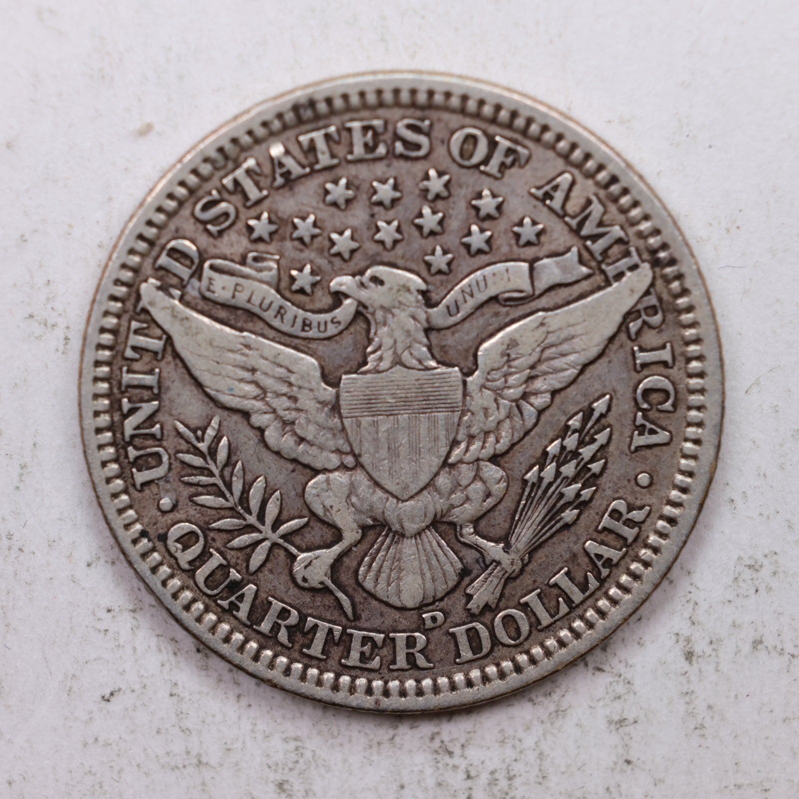 1908-D Barber Silver Quarter, Very Fine Plus Circulated Collectible Coin, Store #QR1334.