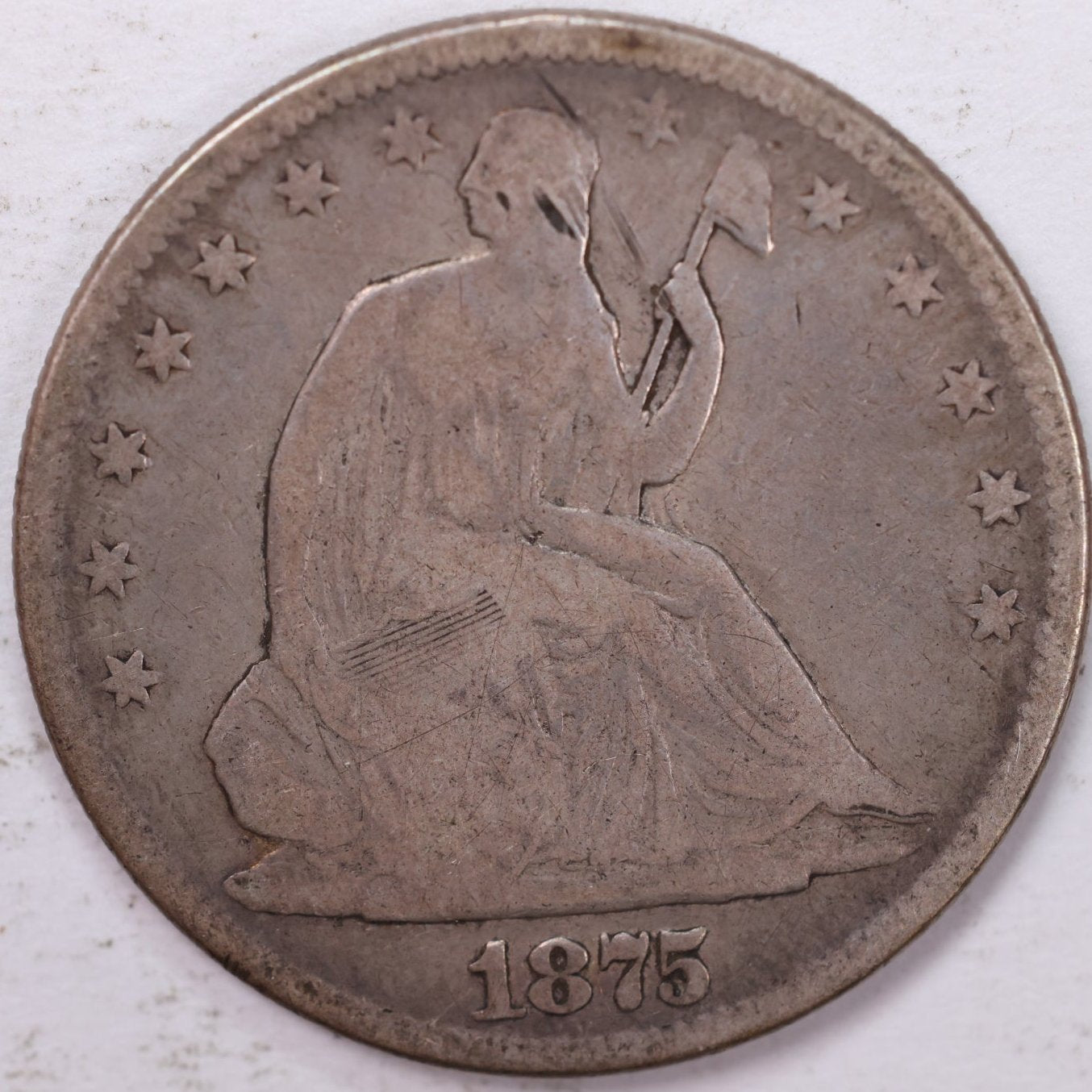 1875 Liberty Seated Half Dollar, Very Good Circulated Coin, Store #HR0850 (H875.01)