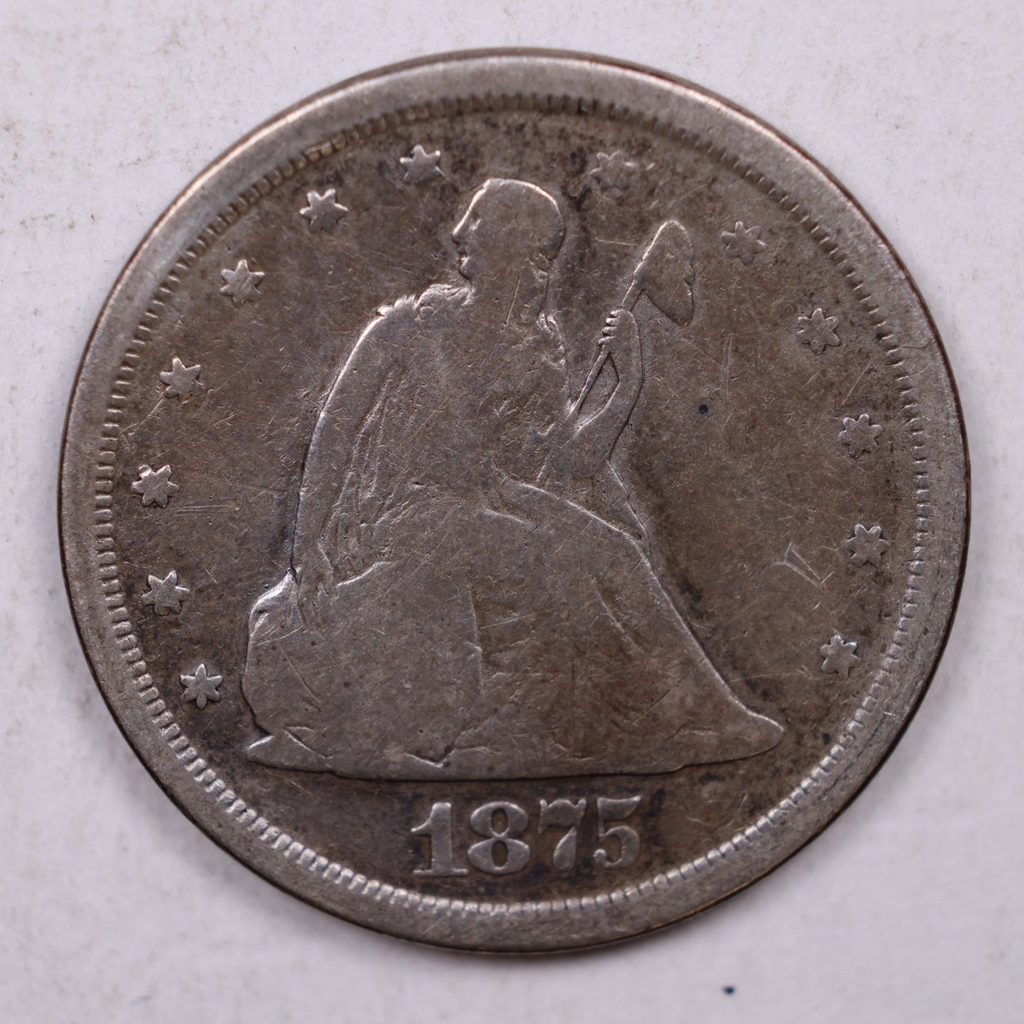 1875-S 20 Cent Piece. Very Good Circulated Collectible Coin, Store Sale #20C005