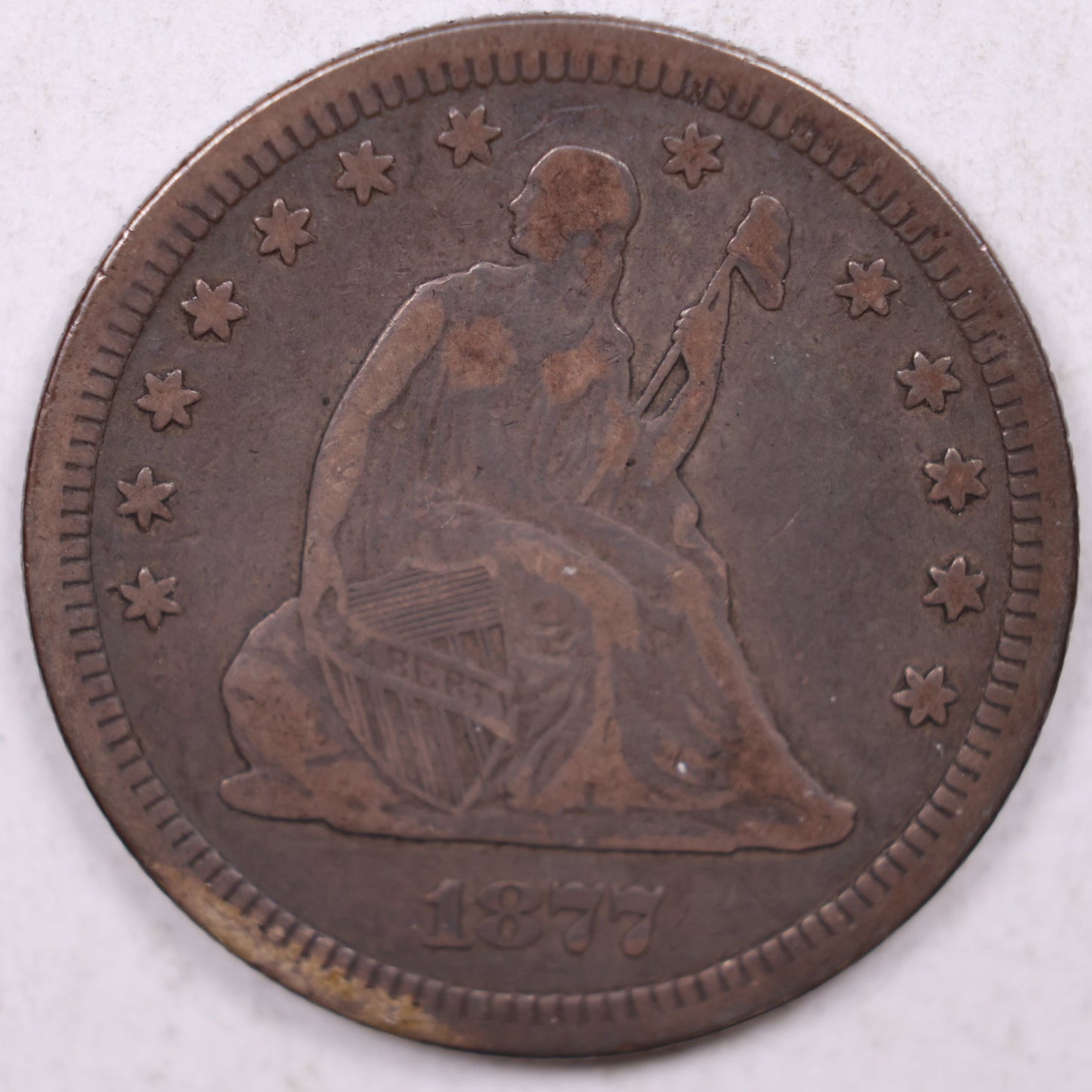 1877-S Seated Liberty Quarter, Very Fine+ Circulated Coin, Store #QR1426