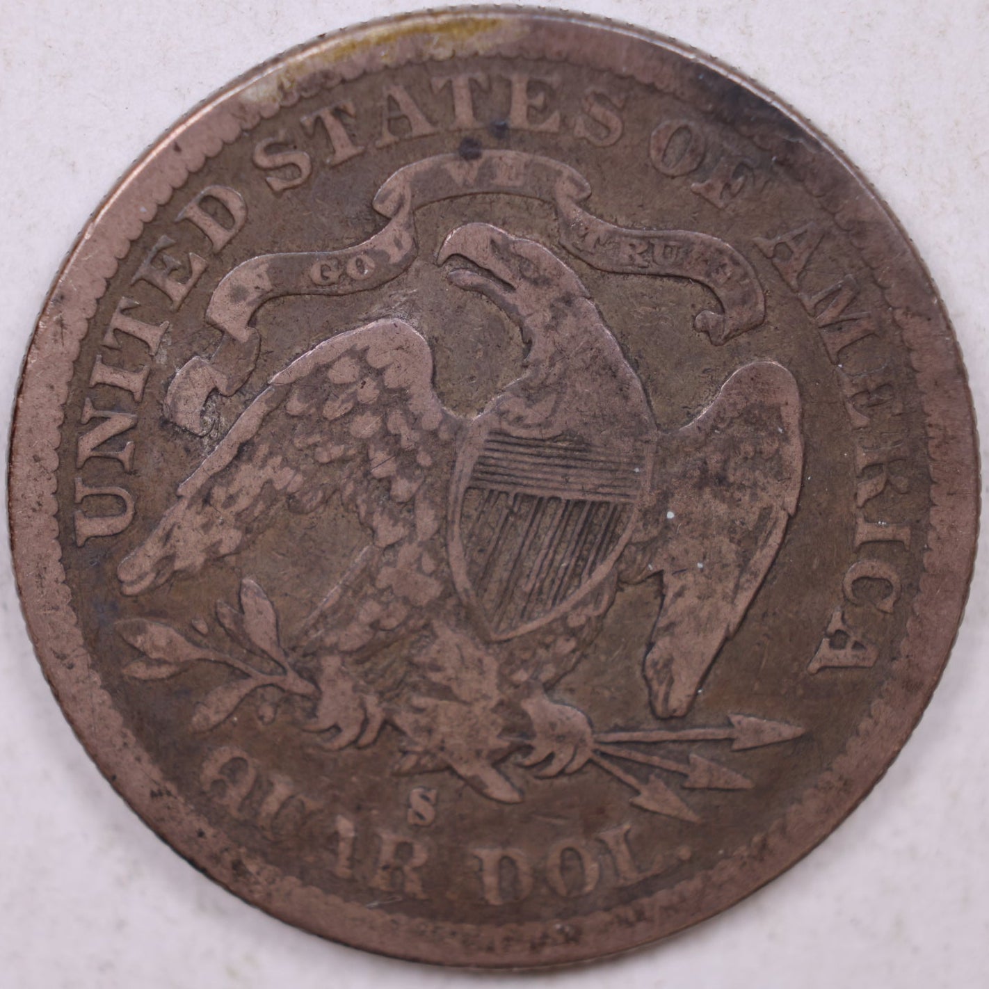 1877-S Seated Liberty Quarter, Very Fine+ Circulated Coin, Store #QR1426