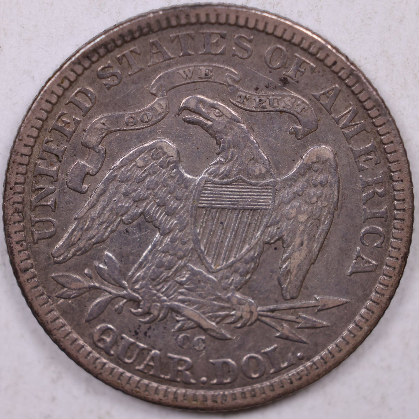 1877-CC Seated Liberty Quarter, Extra Fine Circulated Coin, Store #QR1427