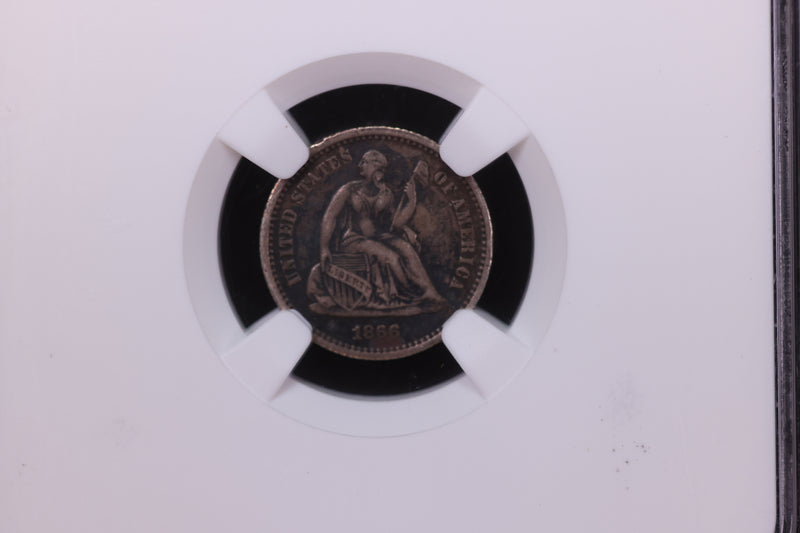 1866 Seated Liberty Half Dime. Nice Early Harder Date. NGC XF-45, Store