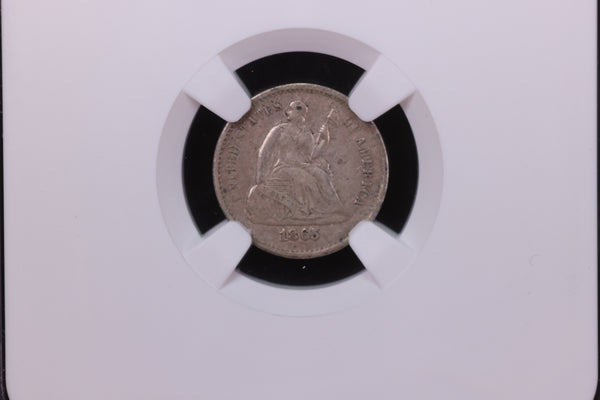 1865-S Seated Liberty Half Dime. Nice Early Harder Date. NGC XF-45, Store #14005