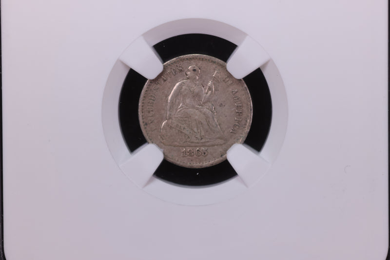 1865-S Seated Liberty Half Dime. Nice Early Harder Date. NGC XF-45, Store