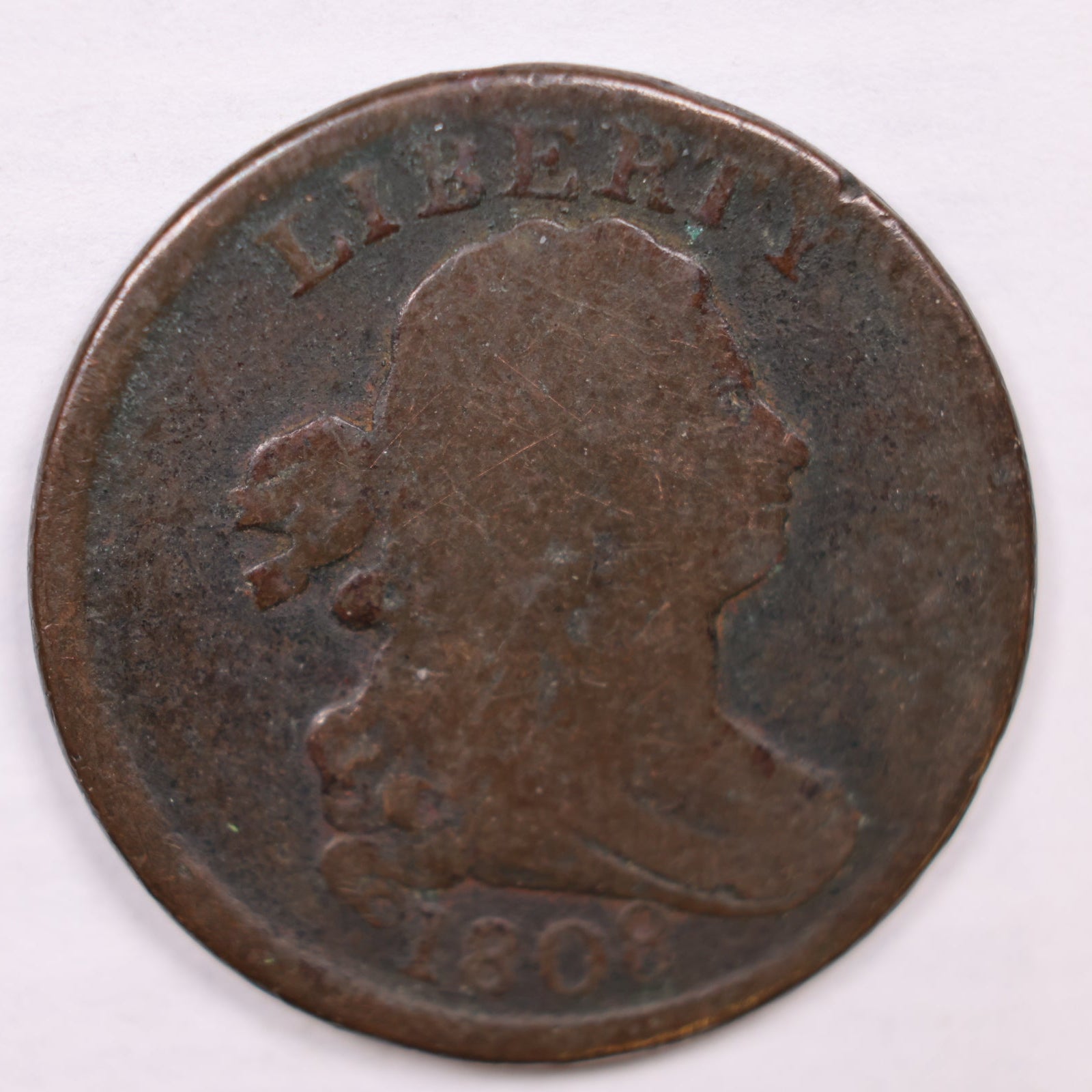 1808 Draped Bust Half Cent, Very Good Circulated Coin, Store #HT0016