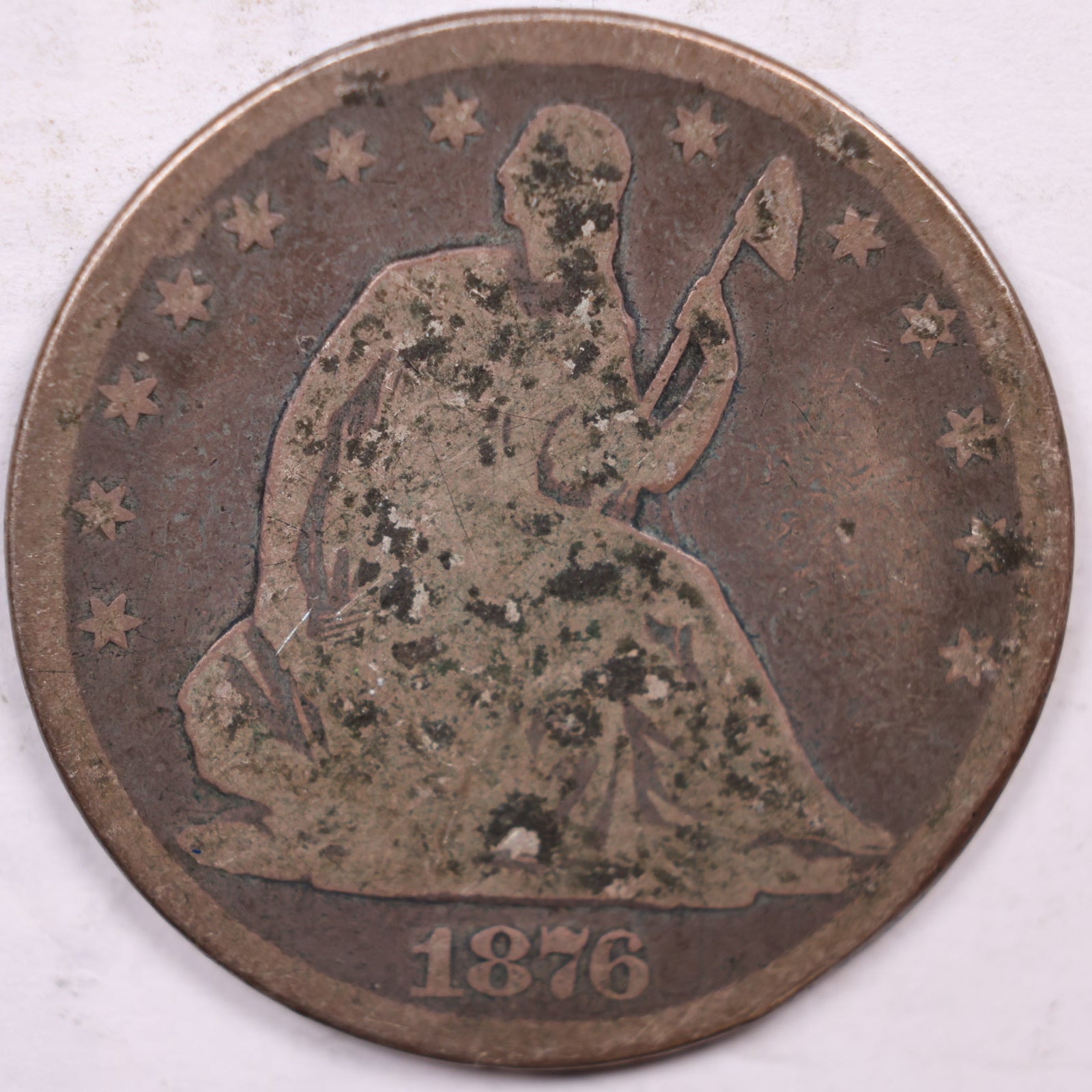 1876-CC Liberty Seated Half Dollar, Very Good Detail Circulated Coin, Store #HR1881