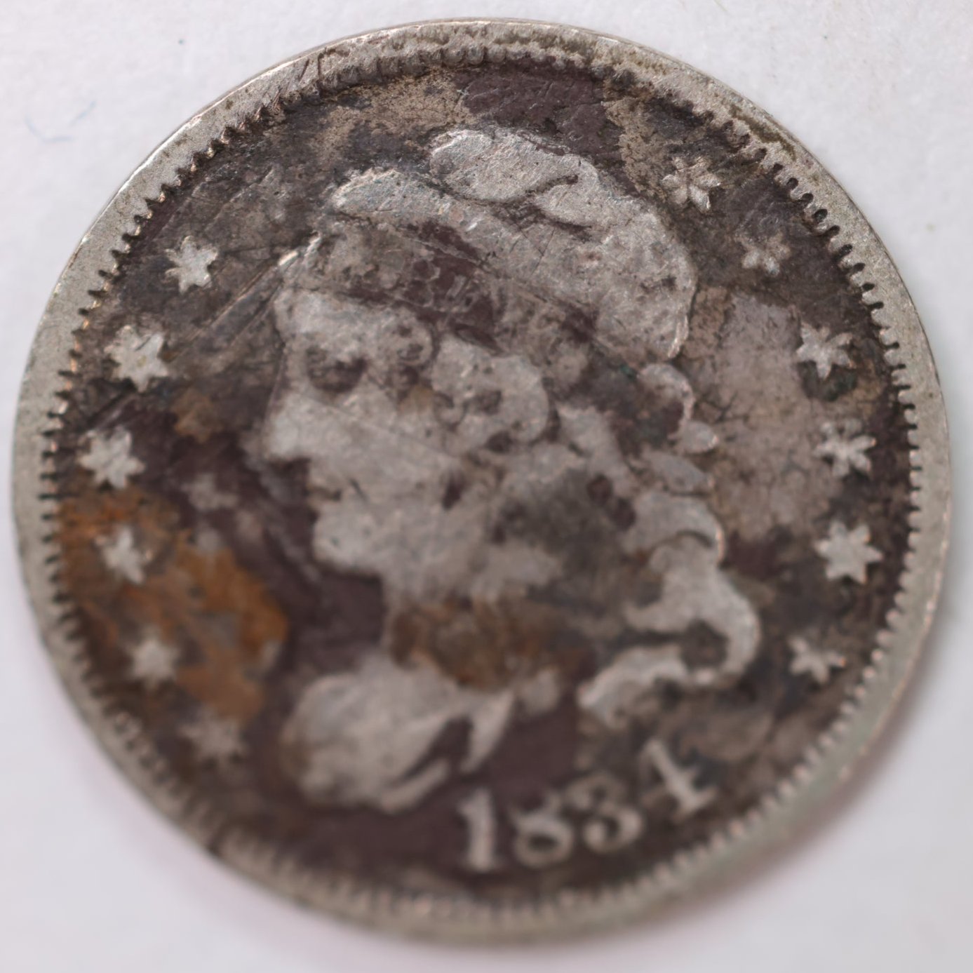1834 Cap Bust Half Dime, Fine Circulated Coin, Store #M834.01