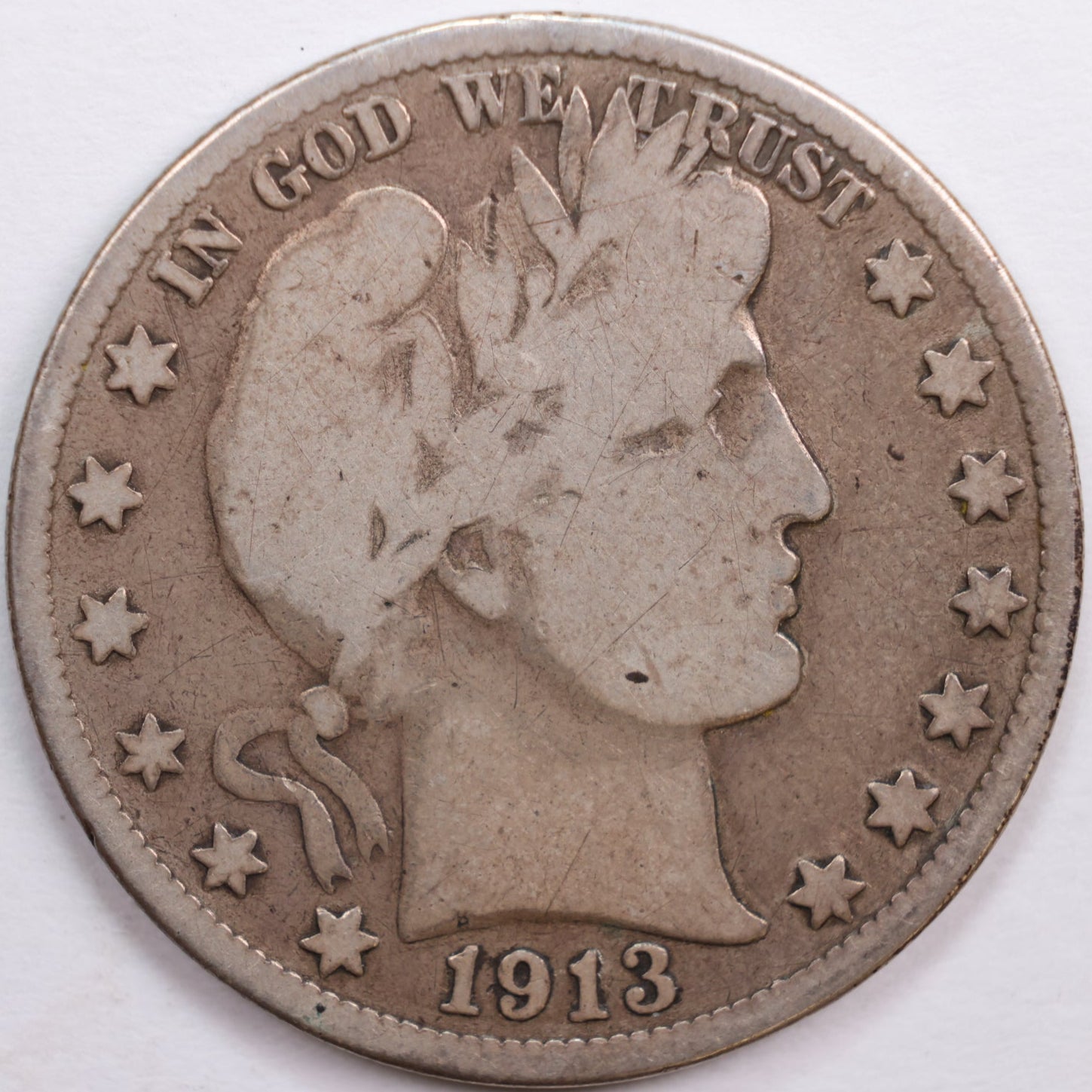 1913-S Barber Half Dollar, Very Good Circulated Coin, Store #HR0545