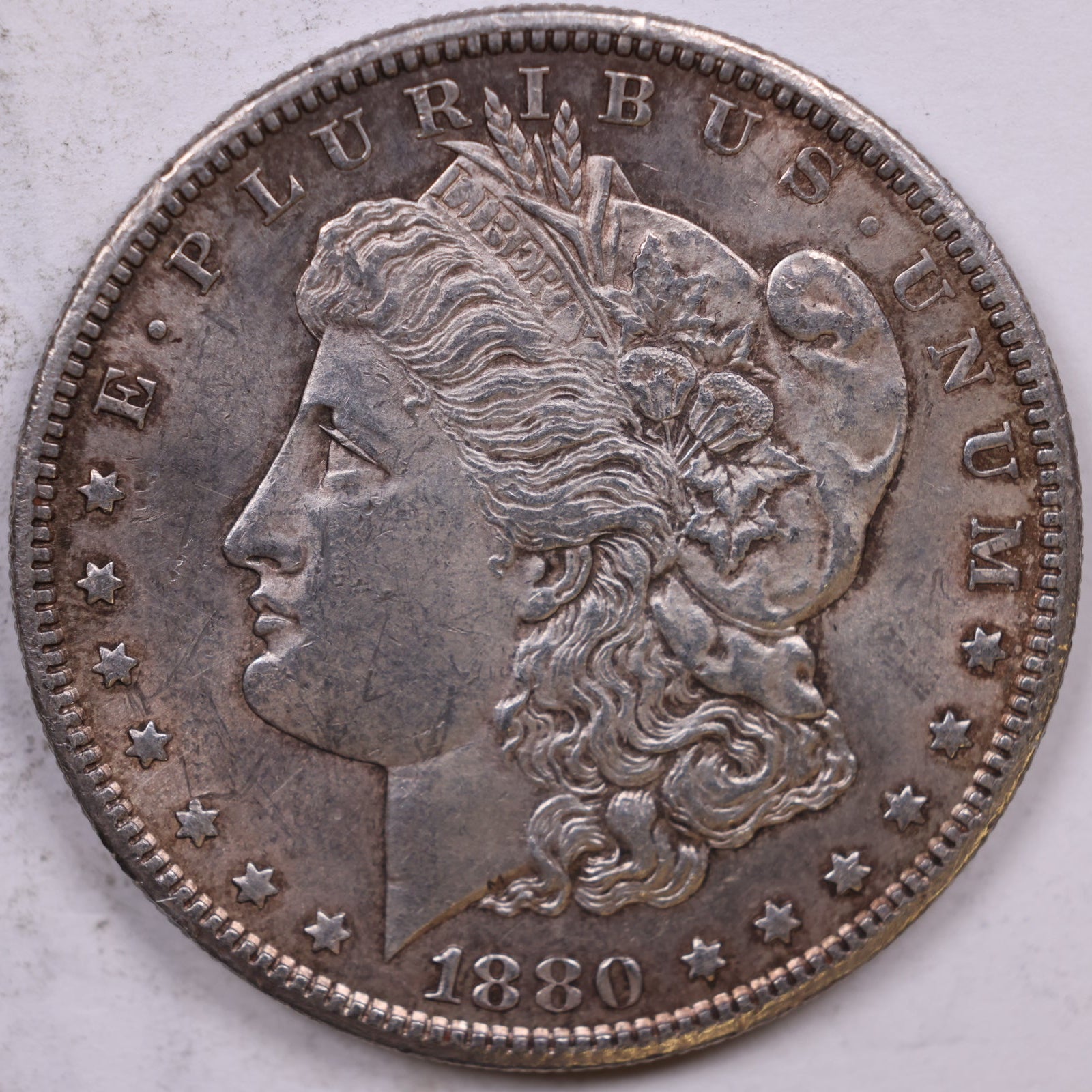 1880-S Morgan Silver Dollar, About Uncirculated Coin, Store #DR1518