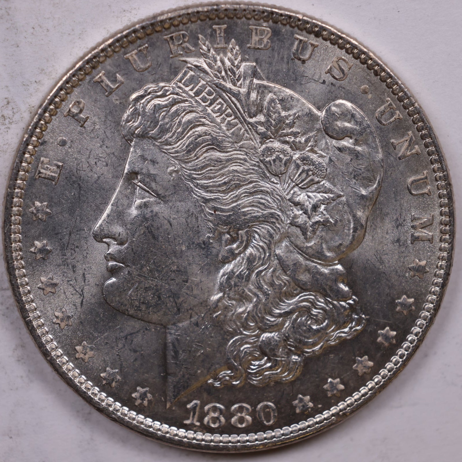 1880 Morgan Silver Dollar, Mint State-Uncirculated Coin, Store #DR1519