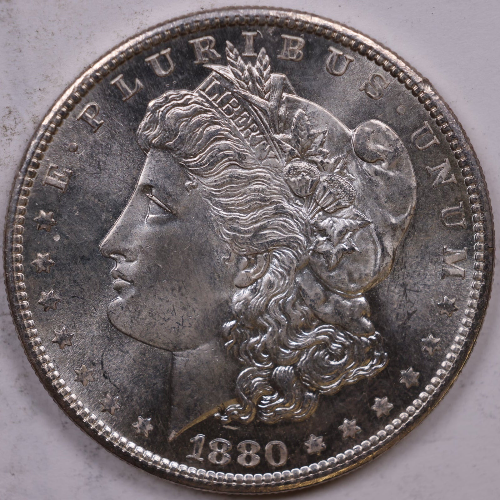 1880-S Morgan Silver Dollar, Mint State-Uncirculated Coin, Store #DR1522