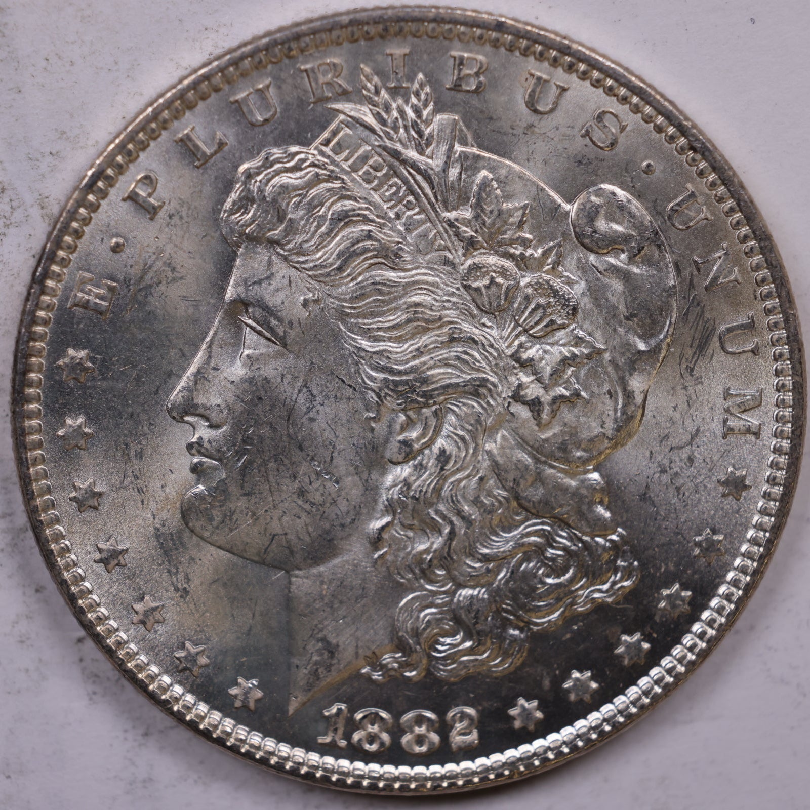 1882 Morgan Silver Dollar, Mint State-Uncirculated Coin, Store #DR1524