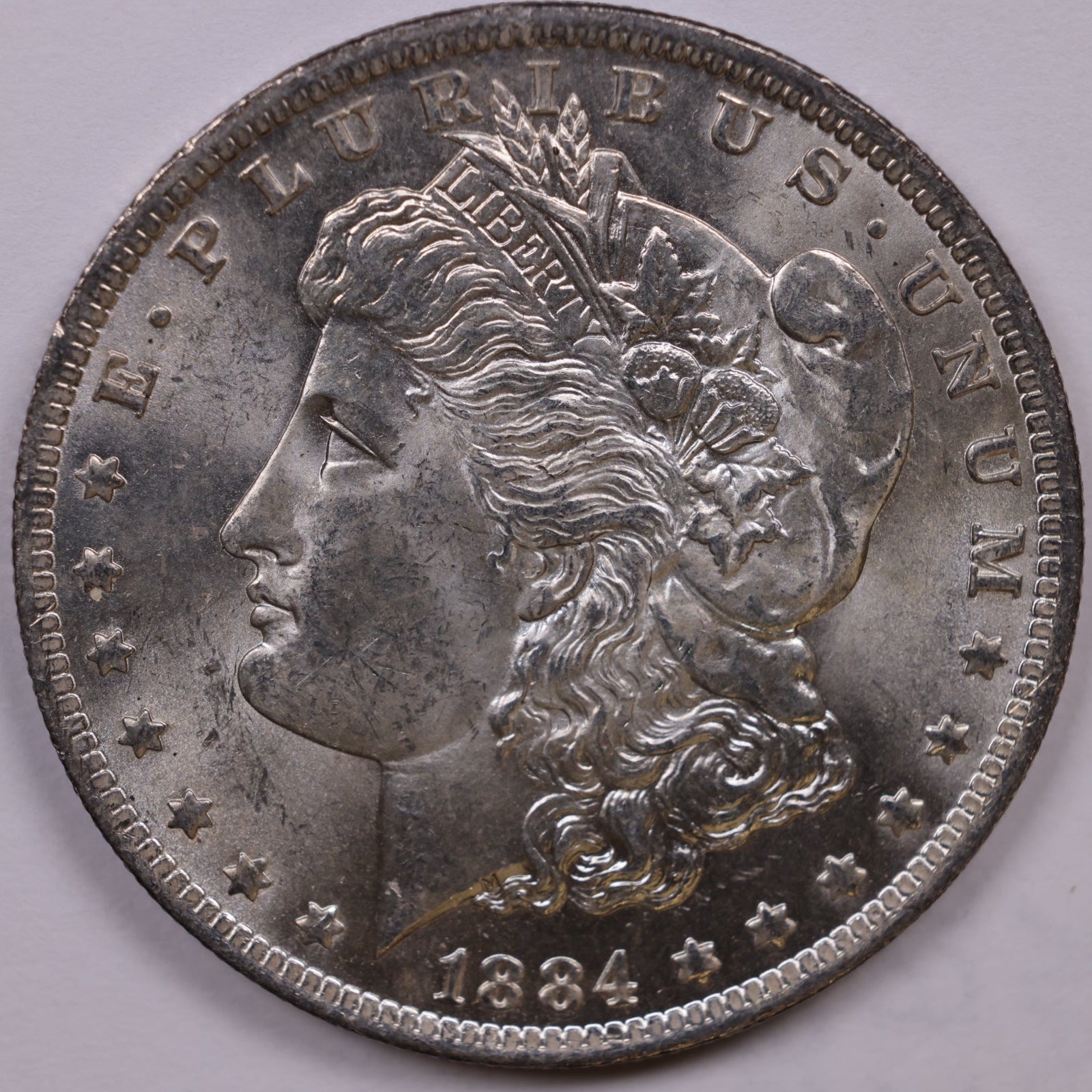 1884-0 Morgan Silver Dollar, Mint State-Uncirculated Coin, Store #DR1526