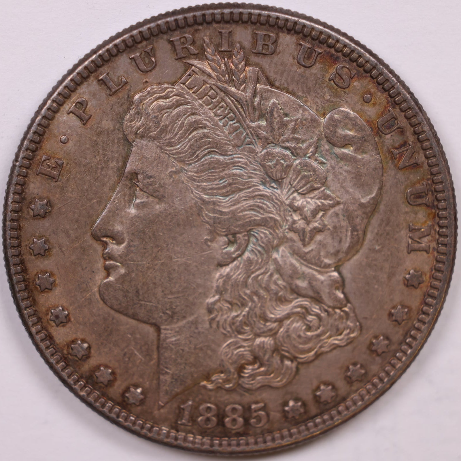1885 Morgan Silver Dollar, Toned Mint State-Uncirculated Coin, Store #DR1530