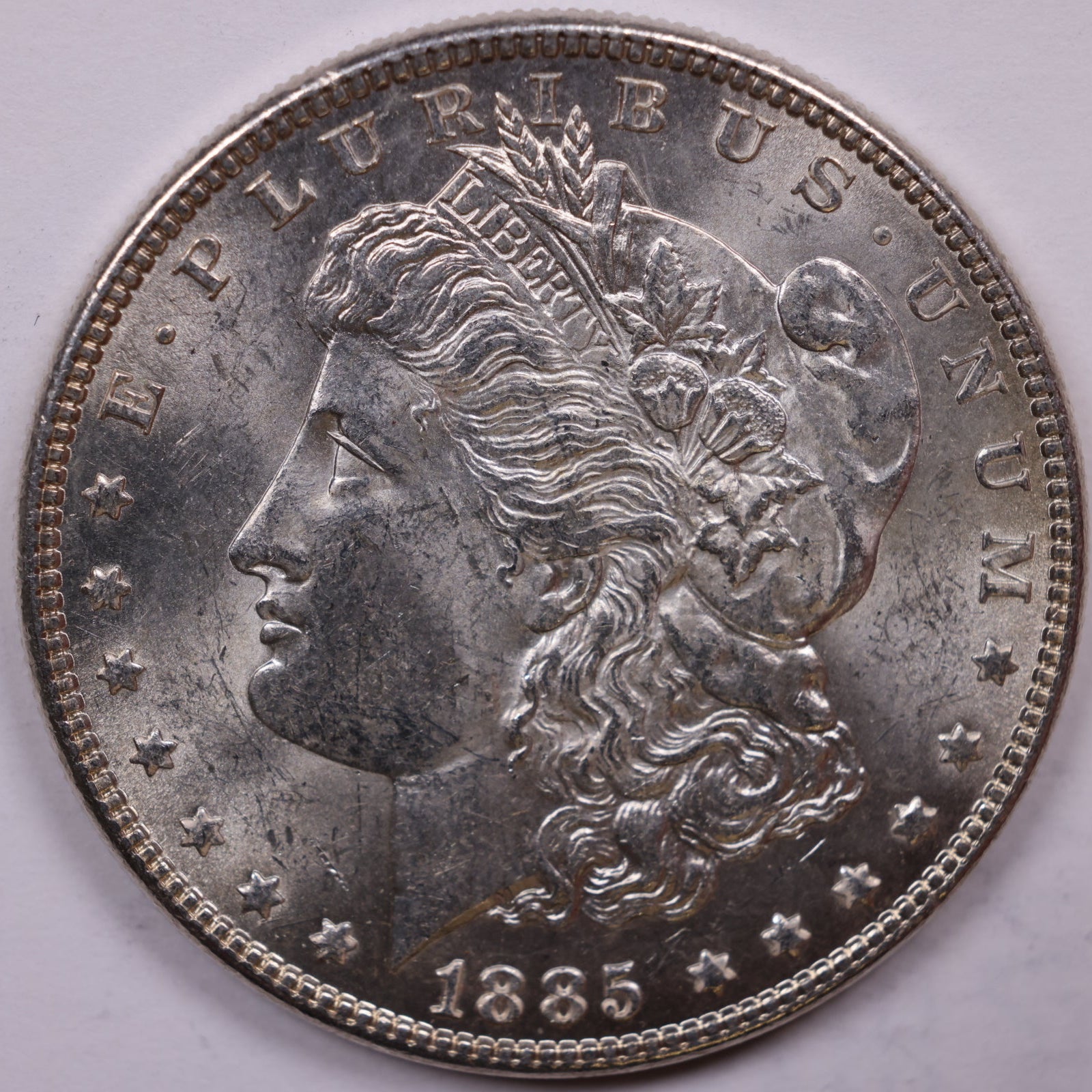 1885 Morgan Silver Dollar, Mint State-Uncirculated Coin, Store #DR1531