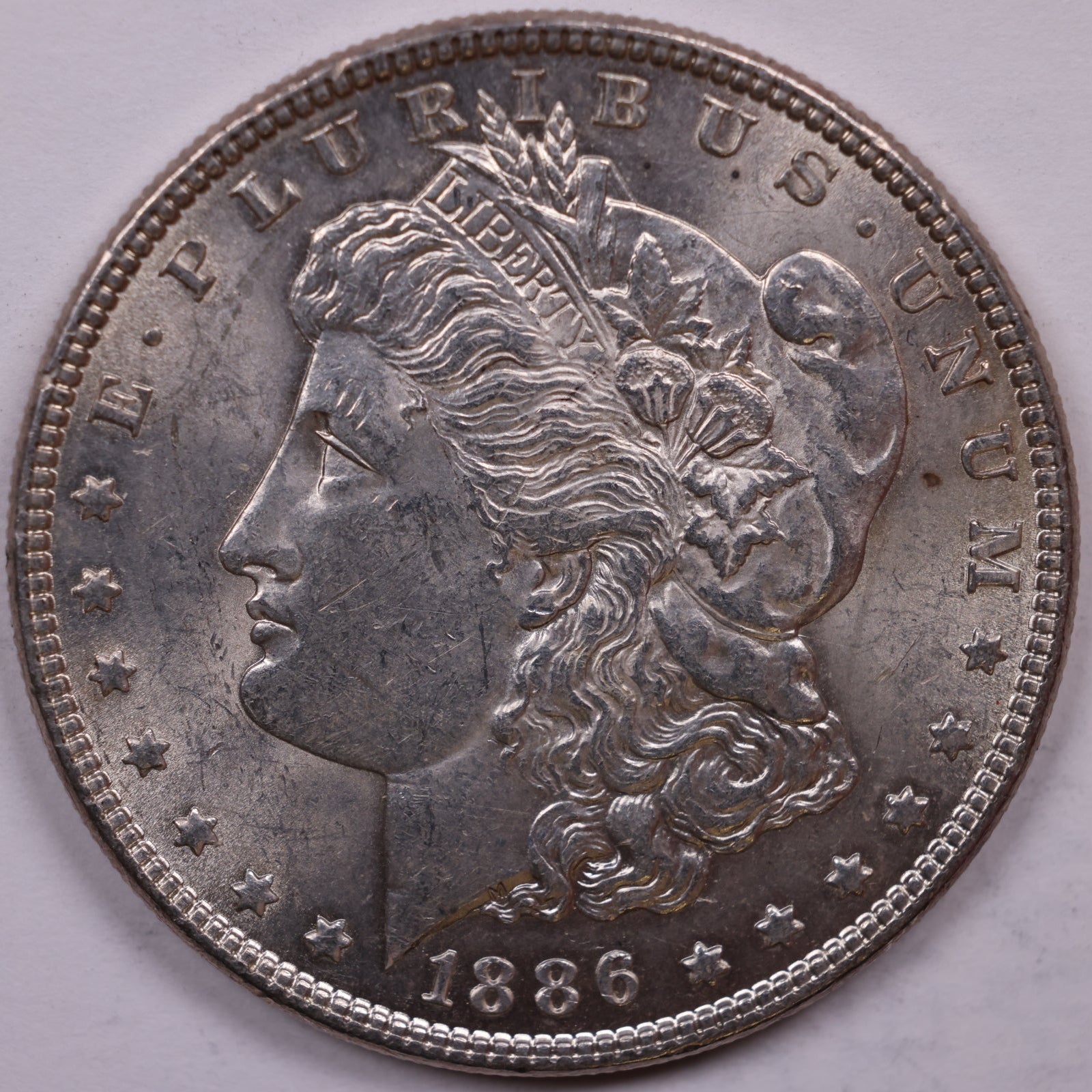 1886 Morgan Silver Dollar, Mint State-Uncirculated Coin, Store #DR1534