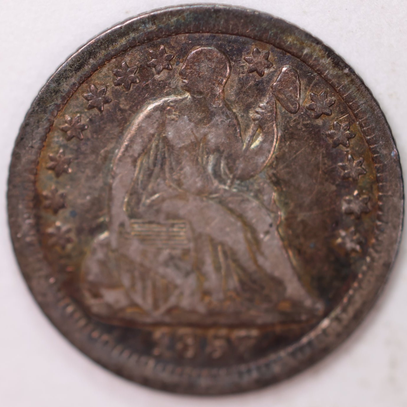 1857-O, Seated Half Dime, Net Very Fine Circulated Coin, Store #M857O01