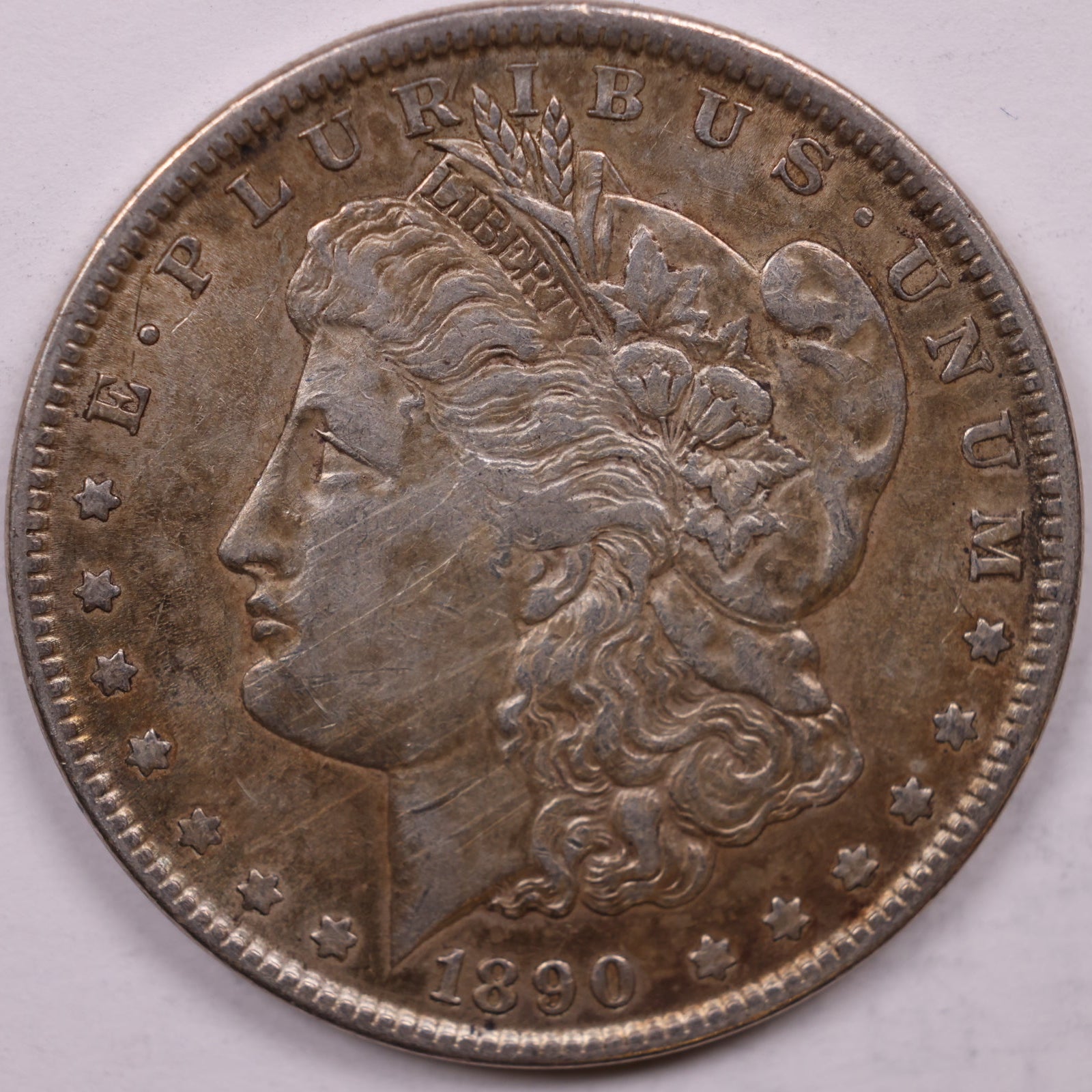 1890 Morgan Silver Dollar, About Uncirculated Coin, Store #DR1540